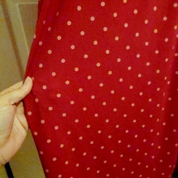Woman Within Red Polka Dot Dress Tie Peek-a-boo Sleeves Size 18/20 Plus Size EUC - Picture 4 of 8